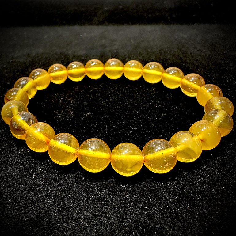 天然ハニーアンバーブレスレット（琥珀）8mm | FIRST DIAMOND静岡彫金工房