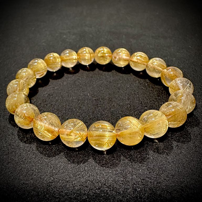 ゴールドルチルクォーツブレスレット9mm | FIRST DIAMOND静岡彫金工房